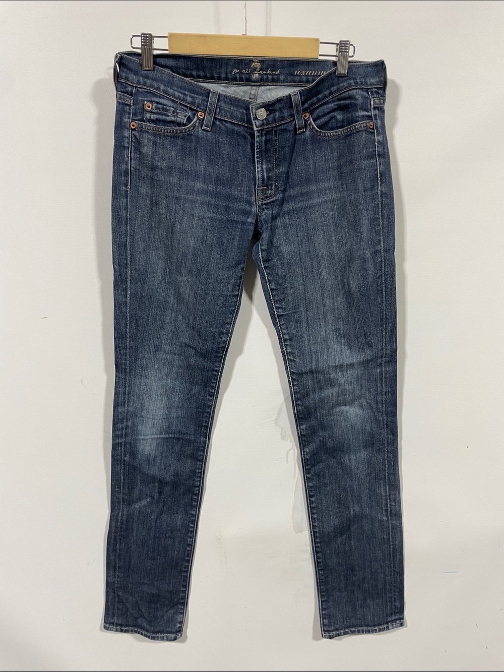 7 For All Mankind Women's Skinny Jeans - Dark Wash Blue
